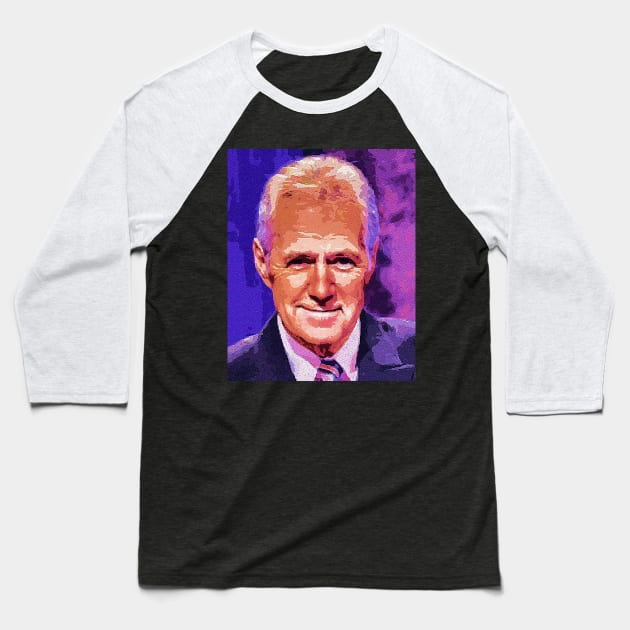 Alex Trebek Painting Baseball T-Shirt by WildBrownies